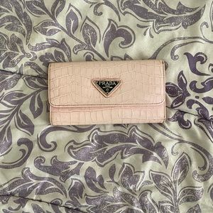 Prada Wallet Light Pink Snake Skin
